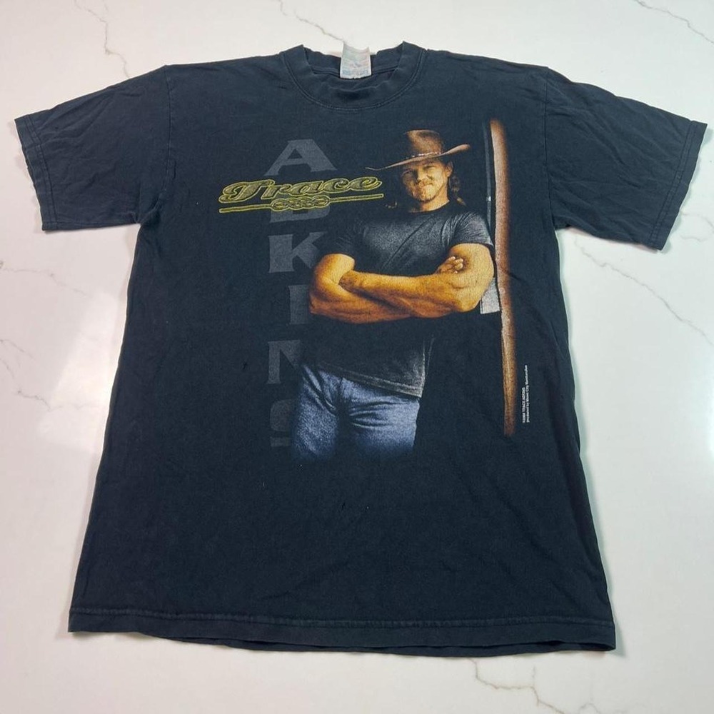 Jerzees Trace Adkins T-Shirt Mens Medium Black 2004 Tour Graphic Country Tee